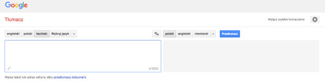 Tłumacz łacińsko-polski Google